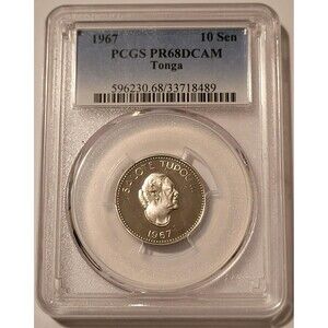Tonga 1967 10 Seniti Proof PR68 DCAM PCGS